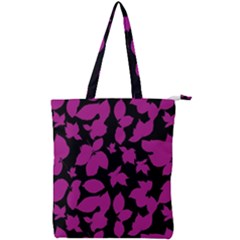 Dark Botanical Motif Print Pattern Double Zip Up Tote Bag by dflcprintsclothing