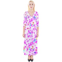 Pixelpink Quarter Sleeve Wrap Maxi Dress by designsbyamerianna