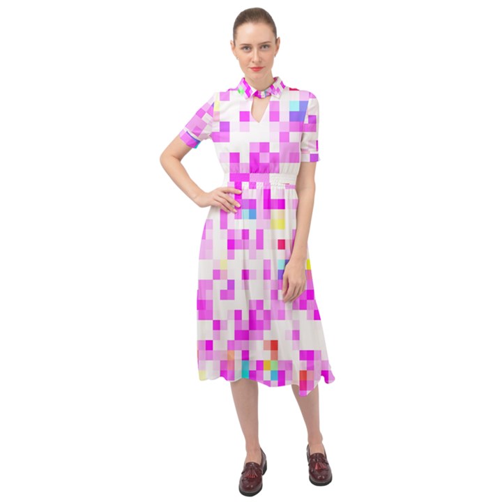 Pixelpink Keyhole Neckline Chiffon Dress