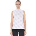 Polka Dot Summer Mock Neck Shell Top View1