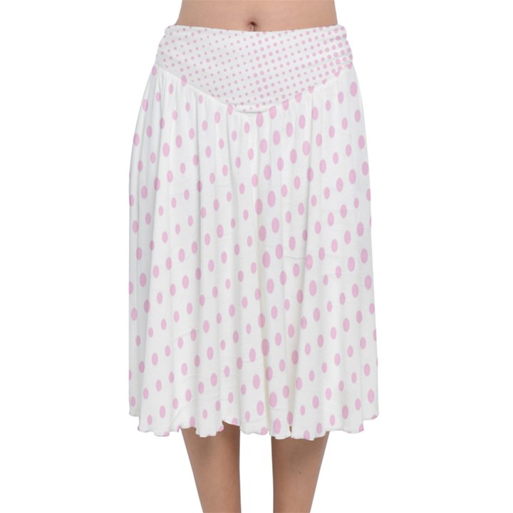 Polka Dot Summer Velvet Flared Midi Skirt