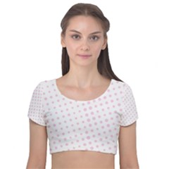 Polka Dot Summer Velvet Short Sleeve Crop Top  by designsbyamerianna