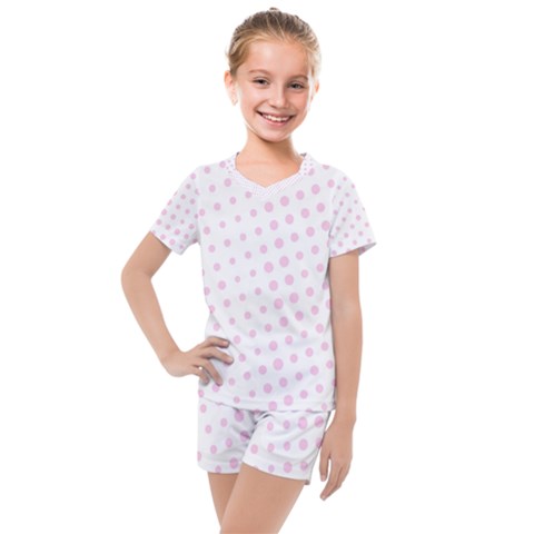 Polka Dot Summer Kids  Mesh Tee And Shorts Set by designsbyamerianna