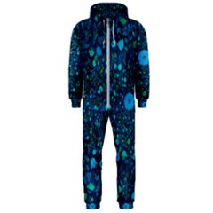 Light Blue Medieval Flowers Hooded Jumpsuit (men) 