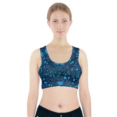 Light Blue Medieval Flowers Sports Bra With Pocket