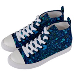 Light Blue Medieval Flowers Women s Mid-top Canvas Sneakers