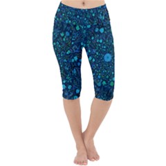 Light Blue Medieval Flowers Lightweight Velour Cropped Yoga Leggings