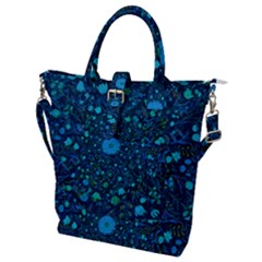 Light Blue Medieval Flowers Buckle Top Tote Bag