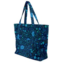 Light Blue Medieval Flowers Zip Up Canvas Bag by bloomingvinedesign