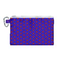 Blue Pattern Red Texture Canvas Cosmetic Bag (Medium) View1