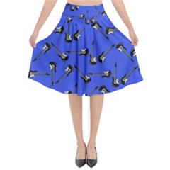 Guitar Instruments Music Rock Flared Midi Skirt by Bajindul