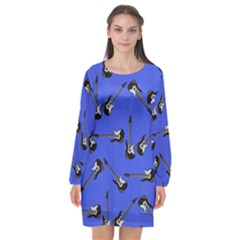 Guitar Instruments Music Rock Long Sleeve Chiffon Shift Dress  by Bajindul