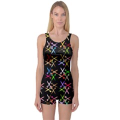 Scissors Pattern Colorful Prismatic One Piece Boyleg Swimsuit