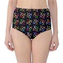 Scissors Pattern Colorful Prismatic Classic High-waist Bikini Bottoms by HermanTelo