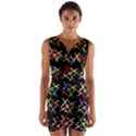 Scissors Pattern Colorful Prismatic Wrap Front Bodycon Dress View1