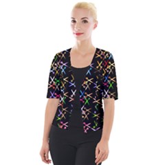 Scissors Pattern Colorful Prismatic Cropped Button Cardigan by HermanTelo