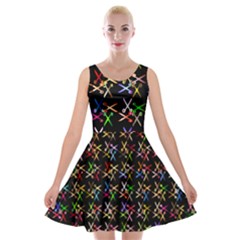 Scissors Pattern Colorful Prismatic Velvet Skater Dress