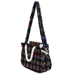 Scissors Pattern Colorful Prismatic Rope Handles Shoulder Strap Bag