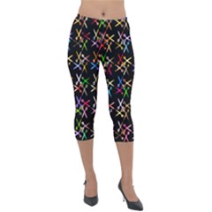 Scissors Pattern Colorful Prismatic Lightweight Velour Capri Leggings 