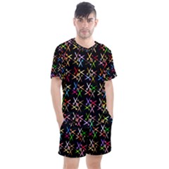 Scissors Pattern Colorful Prismatic Men s Mesh Tee And Shorts Set