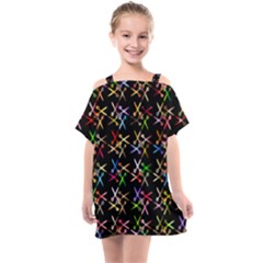 Scissors Pattern Colorful Prismatic Kids  One Piece Chiffon Dress