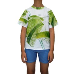 Lime Club Soda Drink Cocktail Kids  Short Sleeve Swimwear by Pakrebo