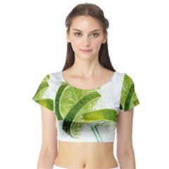 Lime Club Soda Drink Cocktail Short Sleeve Crop Top by Pakrebo