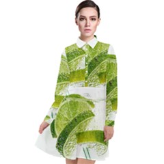 Lime Club Soda Drink Cocktail Long Sleeve Chiffon Shirt Dress by Pakrebo