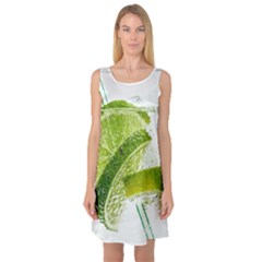 Lime Club Soda Drink Cocktail Sleeveless Satin Nightdress by Pakrebo