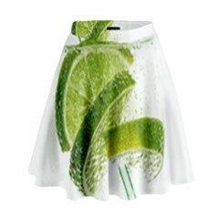 Lime Club Soda Drink Cocktail High Waist Skirt by Pakrebo