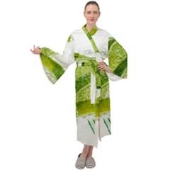 Lime Club Soda Drink Cocktail Maxi Tie Front Velour Kimono by Pakrebo