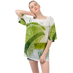 Lime Club Soda Drink Cocktail Oversized Chiffon Top