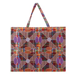 Decorated Colorful Bright Pattern Zipper Large Tote Bag by Pakrebo