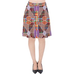 Decorated Colorful Bright Pattern Velvet High Waist Skirt by Pakrebo