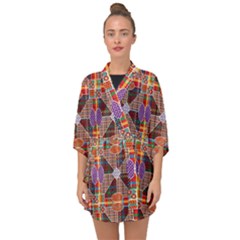 Decorated Colorful Bright Pattern Half Sleeve Chiffon Kimono by Pakrebo