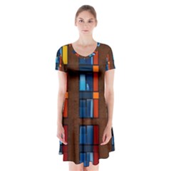 Architecture Color Colour Windows Short Sleeve V-neck Flare Dress