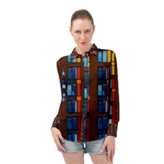 Architecture Color Colour Windows Long Sleeve Chiffon Shirt