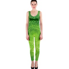 Pagan Mandala Seamless Tileable Green One Piece Catsuit by Pakrebo