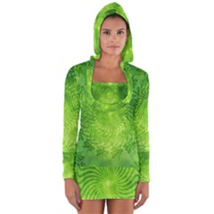 Pagan Mandala Seamless Tileable Green Long Sleeve Hooded T-shirt by Pakrebo