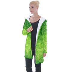 Pagan Mandala Seamless Tileable Green Longline Hooded Cardigan by Pakrebo