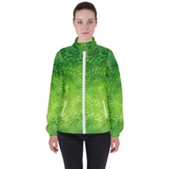 Pagan Mandala Seamless Tileable Green Women s High Neck Windbreaker by Pakrebo