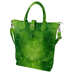 Pagan Mandala Seamless Tileable Green Buckle Top Tote Bag by Pakrebo