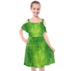 Pagan Mandala Seamless Tileable Green Kids  Cut Out Shoulders Chiffon Dress