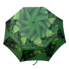 Snow Winter White Cold Weather Green Aurora Folding Umbrellas by Pakrebo