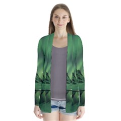 Snow Winter White Cold Weather Green Aurora Drape Collar Cardigan by Pakrebo