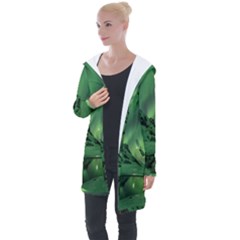 Snow Winter White Cold Weather Green Aurora Longline Hooded Cardigan by Pakrebo