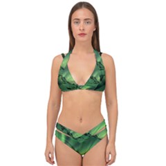 Snow Winter White Cold Weather Green Aurora Double Strap Halter Bikini Set by Pakrebo