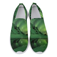 Snow Winter White Cold Weather Green Aurora Women s Slip On Sneakers by Pakrebo