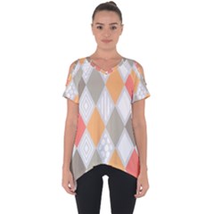 Non Seamless Pattern Diamond Shape Cut Out Side Drop Tee by Pakrebo