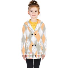 Non Seamless Pattern Diamond Shape Kids  Double Breasted Button Coat